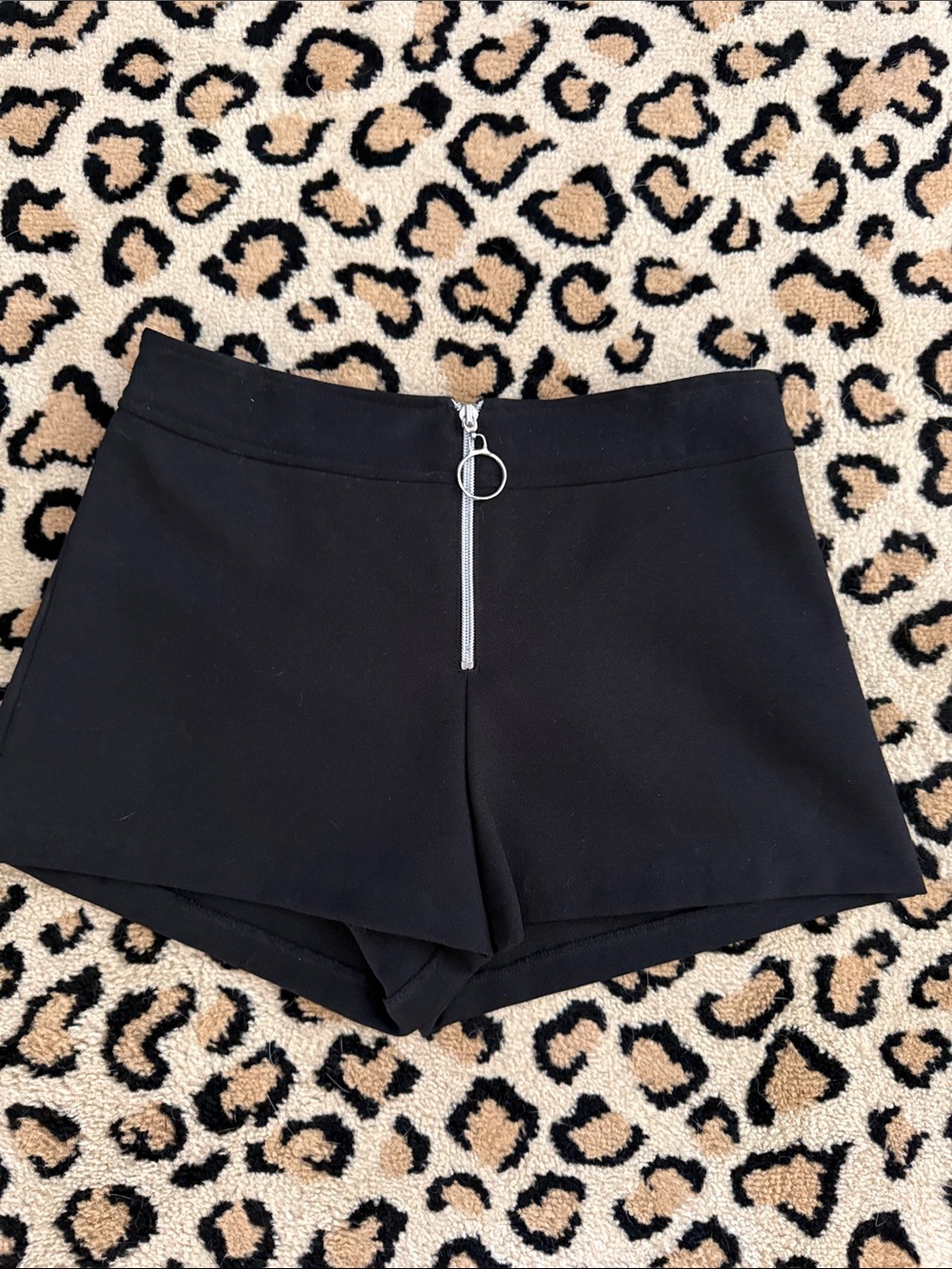 XOXO Black High-Waist Zip-Front Women's Shorts